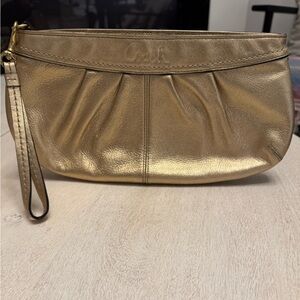 Coach Metallic Gold Wristlet Clutch